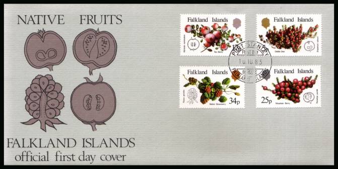 Native Fruits<br/>on an unaddressed POST STANLEY cancel official full colour First Day Cover