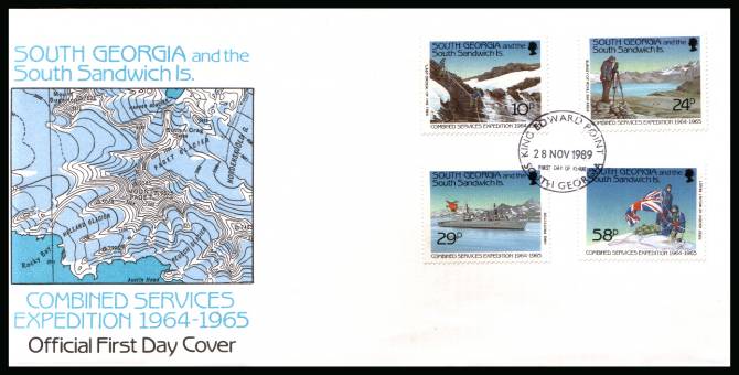 Combined Services Expedition set of four<br/>on a SOUTH GEORGIA  cancelled unaddressed official full colour First Day Cover
