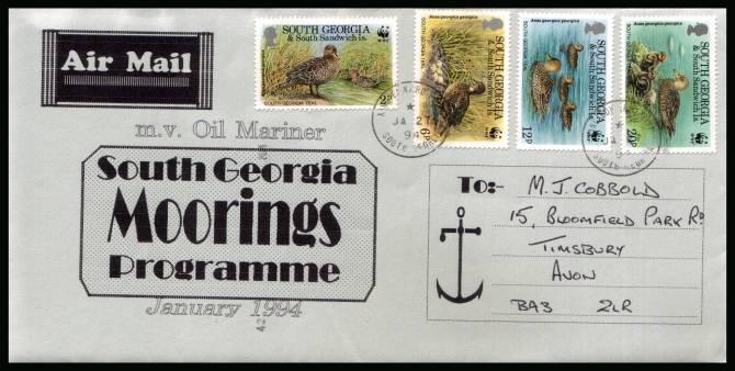 Commercial cover bearing complete set of Endangered Species set of four dated JA 27 94.