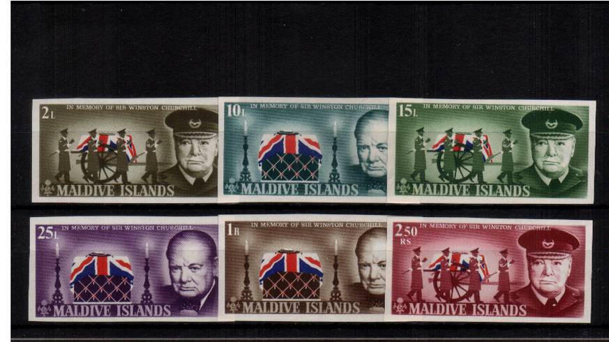 The Churchill set of six superb unmounted mint IMPERFORATE singles. Scarce set!

<br/><b>UFU</b>