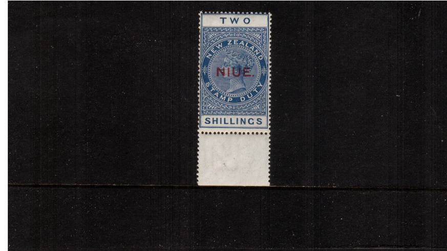 2/- Deep Blue Postal Fiscal stamp<br/>
A stunning bright and fresh lower marginal single superb unmounted mint. 
<br/><b>UFU</b>