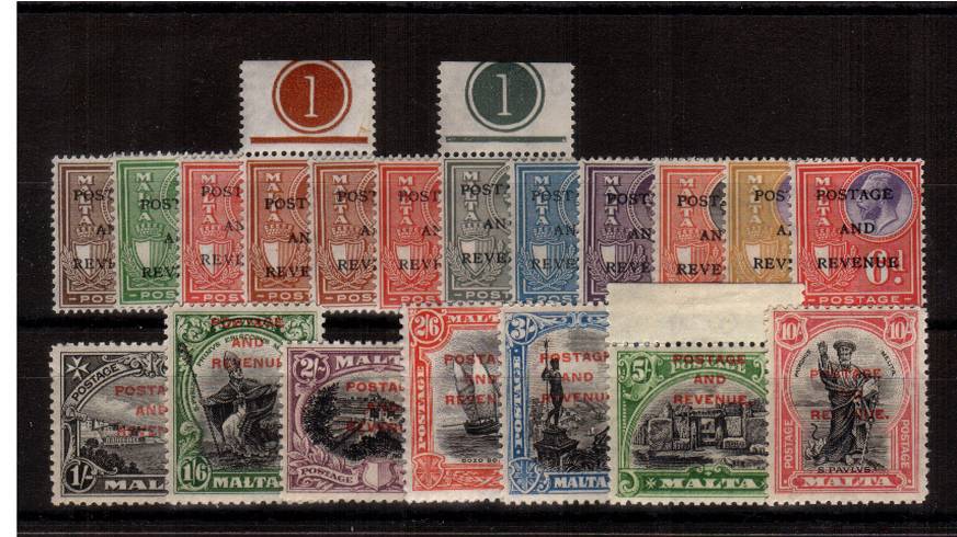 The overprinted ''POSTAGE AND REVENUE'' complete set of nineteen superb unmounted mint.A very rare set to find superb unmounted!
<br/><b>UJU</b>