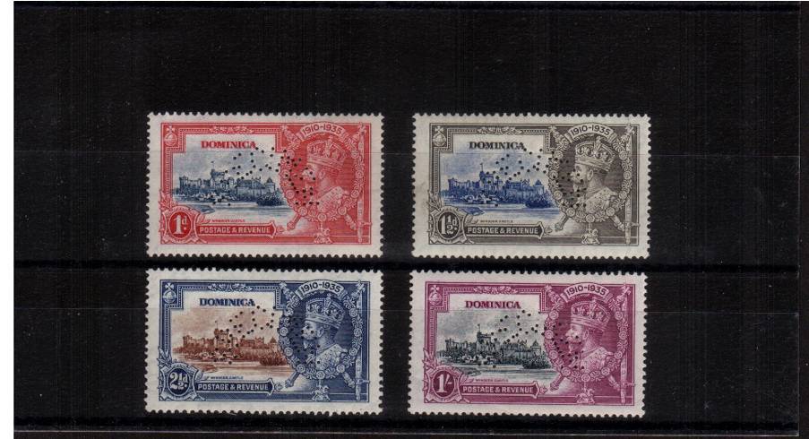 Silver Jubilee set of four perfined SPECIMEN lightly mounted mint.
<br/><b>SEARCH CODE: 1935JUBILEE</b><br/><b>UJU</b>