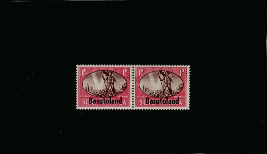 The 1d VICTORY pair showing<br/>the SG illustrated variety ''BARBED WIRE FLAW'' lightly mounted mint.