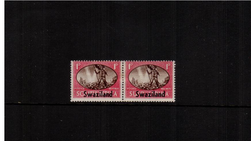 The 1d VICTORY pair showing<br/>the SG illustrated variety ''BARBED WIRE FLAW'' lightly mounted mint.