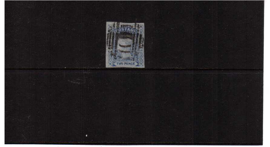 NEW SOUTH WALES 2d Ultramarine, fine impression on blue medium paper. A superb fine used stamp with excellent margins