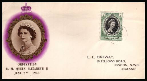 The 1953 Coronation single<br/>on colour illustrated First Day Cover.<br/>Note cover is printed on cream paper which due<br/>to scanning limitations can appear with toned!