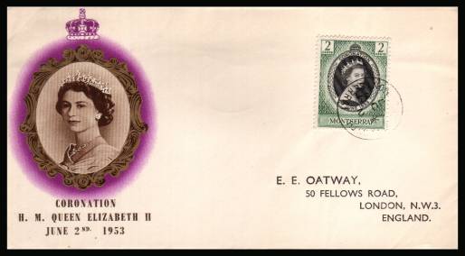 The 1953 Coronation single<br/>on colour illustrated First Day Cover.<br/>Note cover is printed on cream paper which due<br/>to scanning limitations can appear with toned!