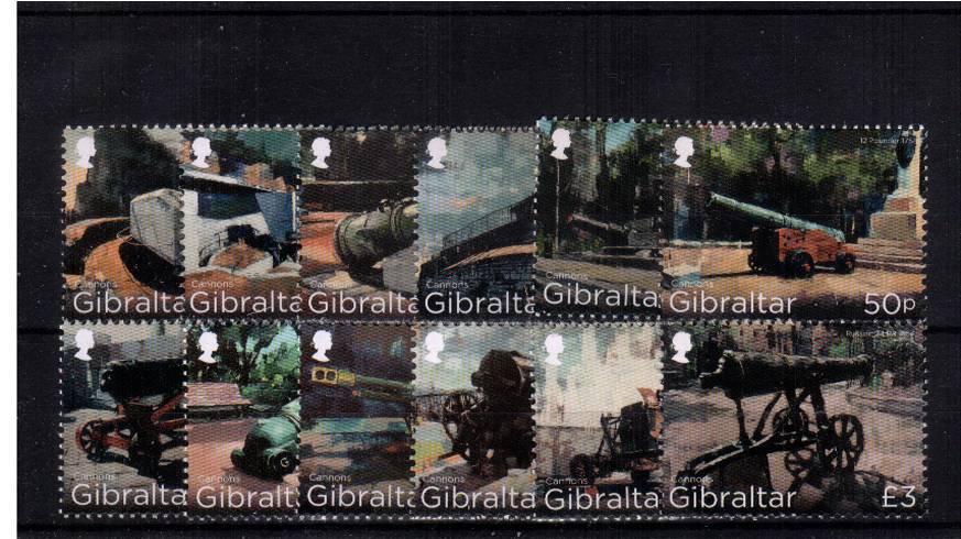 Gibraltar Cannons<br/>
A superb unmounted mint set of twelve.