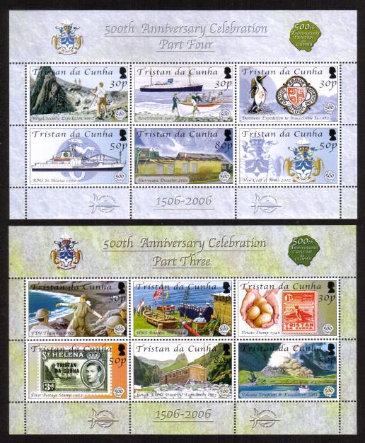 500th Anniversary of Discovery of Tristan da Cunha - 2nd Issue<br/>
A superb unmounted mint pair of minisheets.