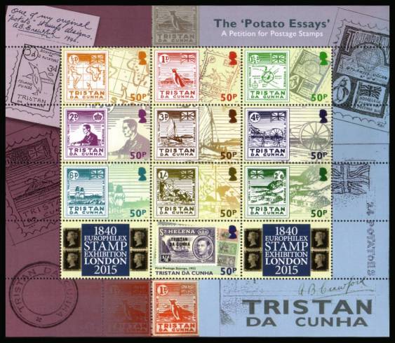 Europhilex Stamp Exhibition - London<br/>
The potato stamp Essays<br/>
A superb unmounted mint sheetlet of ten plus two labels