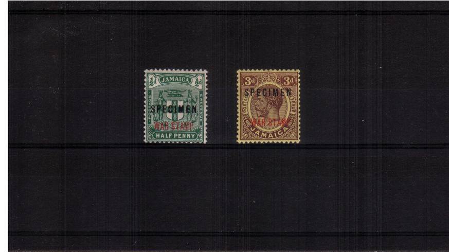 The WAR STAMP set of two overprint ''SPECIMEN'' superb unmounted mint.<br/>A very rare set to find unmounted!
<br/><b>QCX</b>