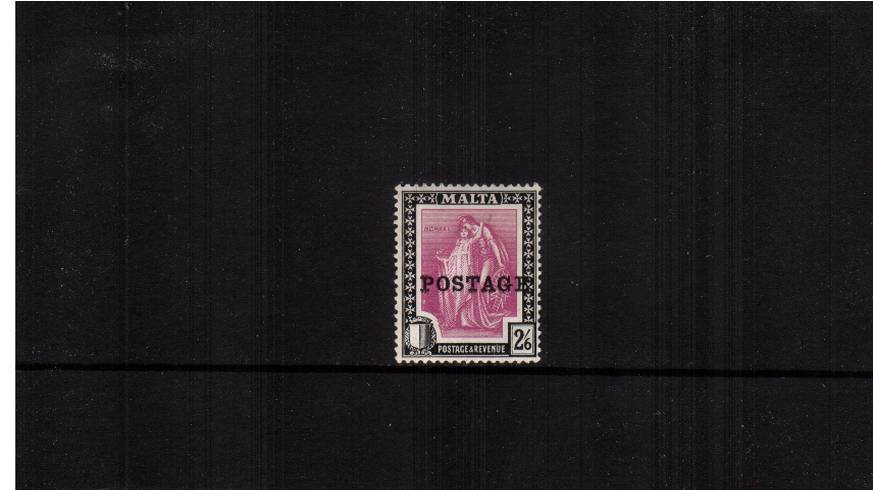 2/6d Bright Magenta and Black''POSTAGE'' definitive odd value<br/>A superb unmounted mint single.