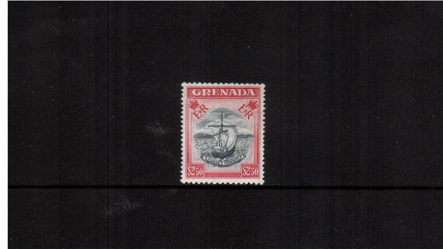 $2.50 Slate Blue and Carmine<br/>
A superb unmounted min single, the ''key'' stamp to the set. 
<br/><b>QDX</b>