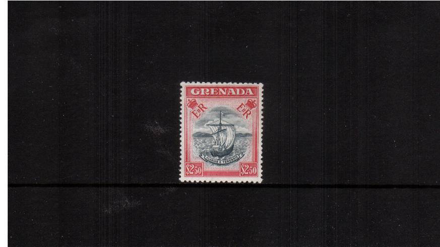 $2.50 Slate Blue and Carmine<br/>
A superb unmounted min single, the ''key'' stamp to the set. 
<br/><b>QDX</b>