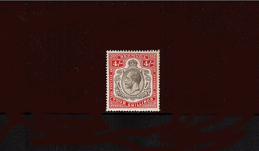 4/- Black and Carmine<br/>
A lovely superb unmounted mint single. Exceptional!
<br/><b>QDX</b>