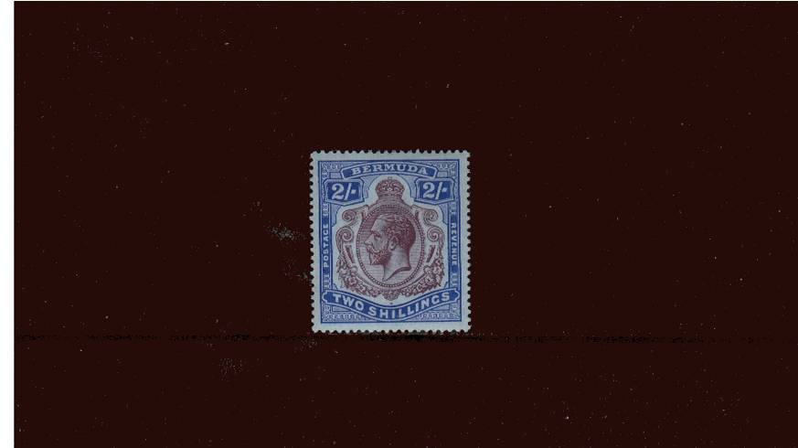 2/- Purple and Blue on Blue - Watermark Multiple Crown CA<br/>
A fine lightly mounted mint single. SG Cat �
<br/><b>QDX</b>