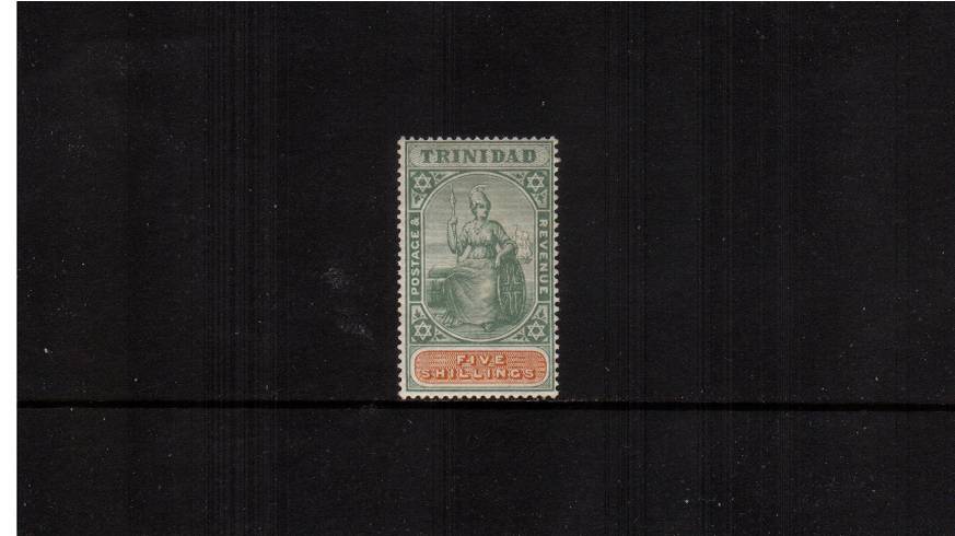 5/- Green and Brown<br/>
A lightly mounted mint single.
<br/><b>QDX</b>