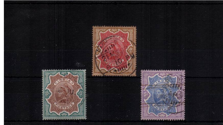 The Queen Victoria set of three high values fine used. SG Cat �
<br/><b>QDX</b>