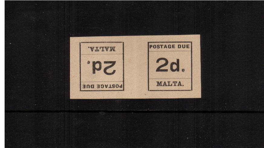 2d Black POSTAGE DUE in a superb unmounted mint Tete-Beche horizontal pair. <br/><b>QDX</b>