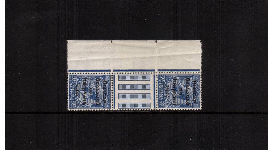 2d Blue in a deep rich shade.Br/>An unmounted mint gutter pair.<br/><b>QDX</b>