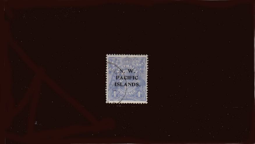 4d Ultramarine George Head overprinted ''N.W. PACIFIC ISLANDS.''<br/>
A superb fine used CANCELLED TO ORDER single cancelled with a RABAUL double ring CDS.<br/>The stamp is mounted and has full gum!<br/><b>QGX</b>