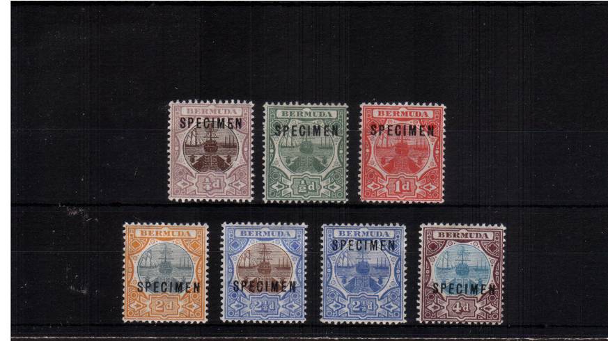 The Multiple Crown CA set of seven overprinted ''SPECIMEN'' good mounted mint. SG Cat 400
<br/><b>QGX</b>