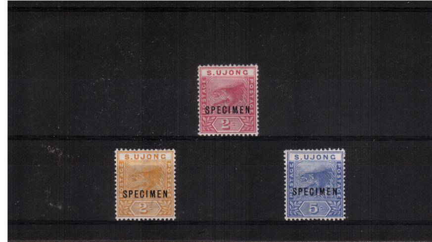 The ''Tigers'' set of three overprinted ''SPECIMEN'' good mounted mint.
<br/><b>QGX</b>