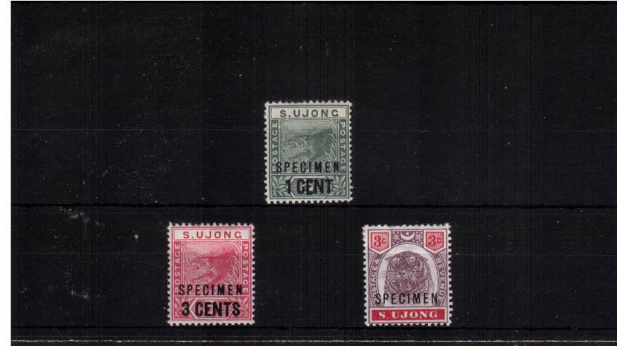 The ''Tigers'' set of three overprinted ''SPECIMEN'' mounted mint.
<br/><b>QGX</b>