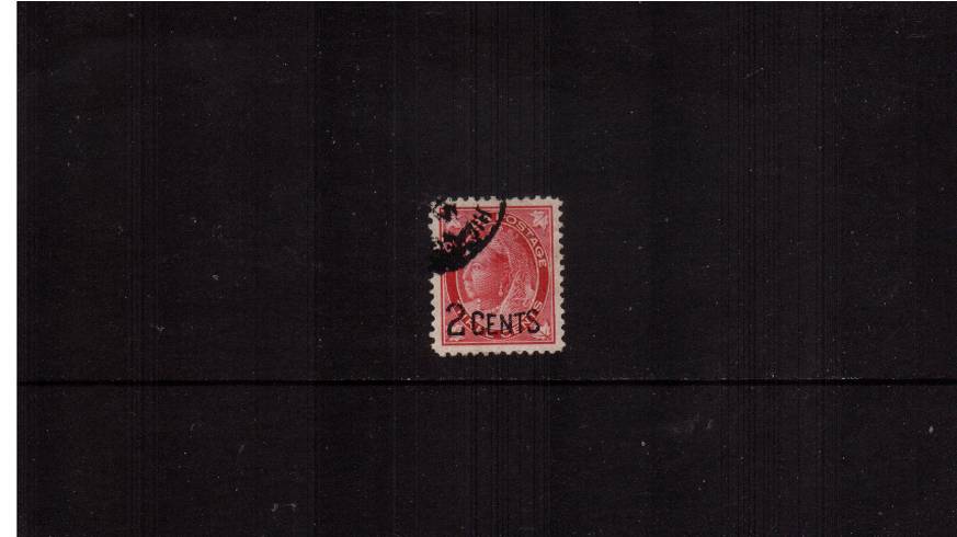 ''2 CENTS'' overprint surcharge on 3c Carmine.<br/>
A good used single<br/><b>QJX</b>