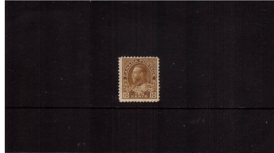 10c Yellow-Brown ''Admiral'' Issue<br/>A reasonble mounted mint single. SG Cat 18.00 

<br/><b>QJX</b>