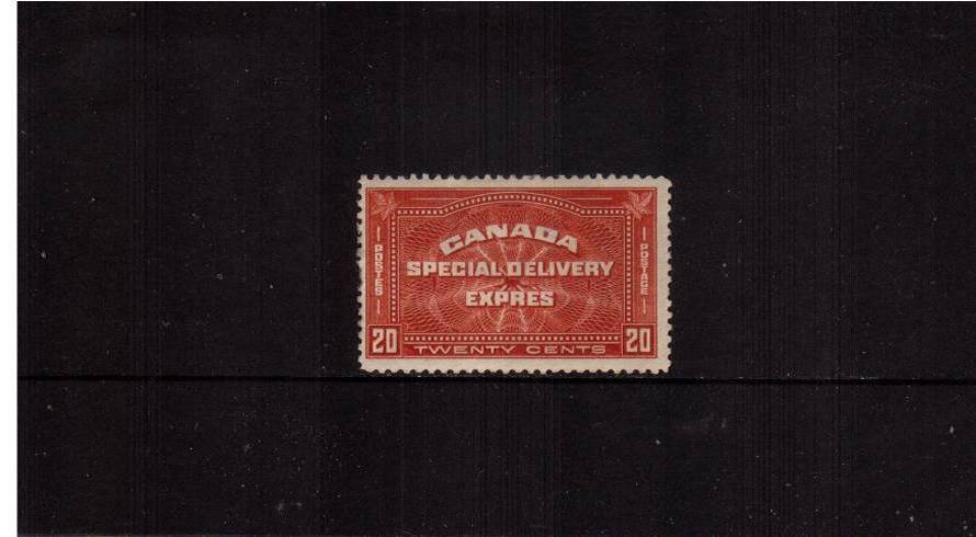 20c Brown-Red SPECIAL DELIVERY<br/>A heavily mounted mint single. SG Cat 42.00
<br/><b>QJX</b>