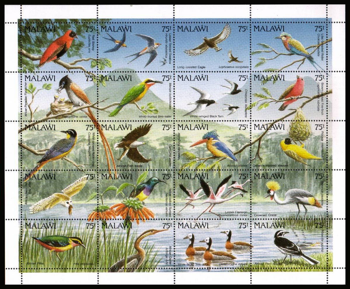 Birds<br/>
A superb unmounted mint sheetlet of twenty. Scarce sheet!