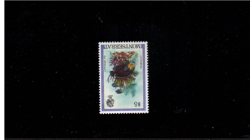 The $5 Fish single superb unmounted mint  with WATERMARK INVERTED
