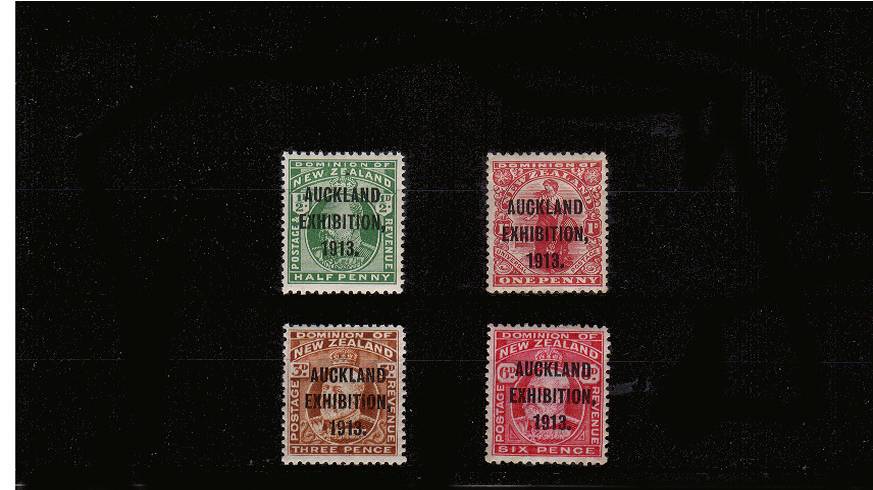 The ''AUCKLAND EXHIBITION 1913'' set of four<br/>A fine and very fresh set with two being very lightly mounted<br/>and two being superb unmounted mint.

<br/><b>QMX</b>