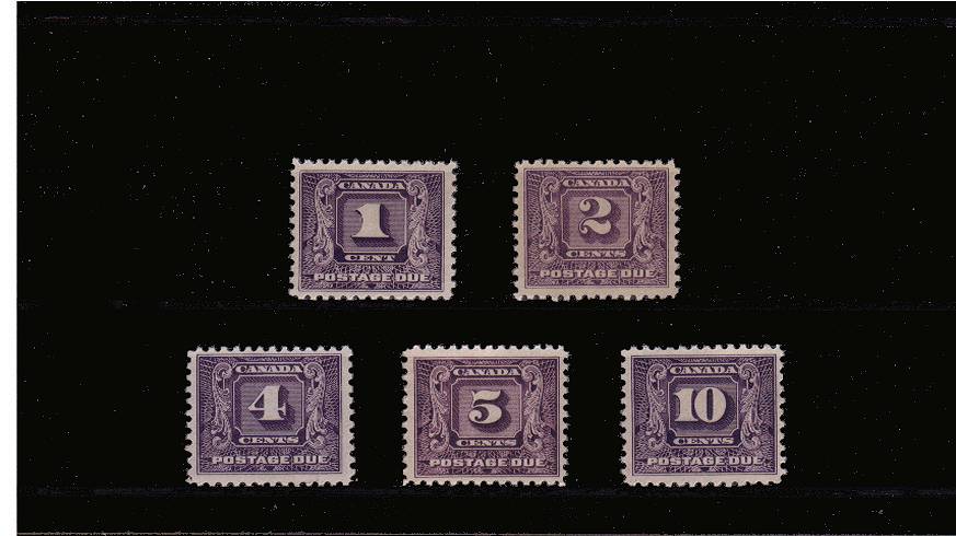 The POSTAGE DUE set of five superb unmonted mint.<br/>
A difficult set to find unmounted.
<br/><b>QMX</b>