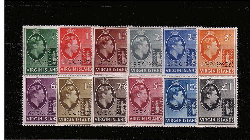 The 1938 definitive set of twelve perfined ''SPECIMEN''.<br/>
SG Cat 400
<br/><b>QMX</b>