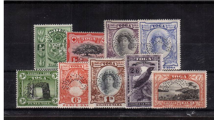 The ''MULTIPLE SCRIPT'' set of nine very, very lightly mounted mint perfined ''SPECIMEN''. Scare set! SG Cat �0

<br/><b>QNX</b>