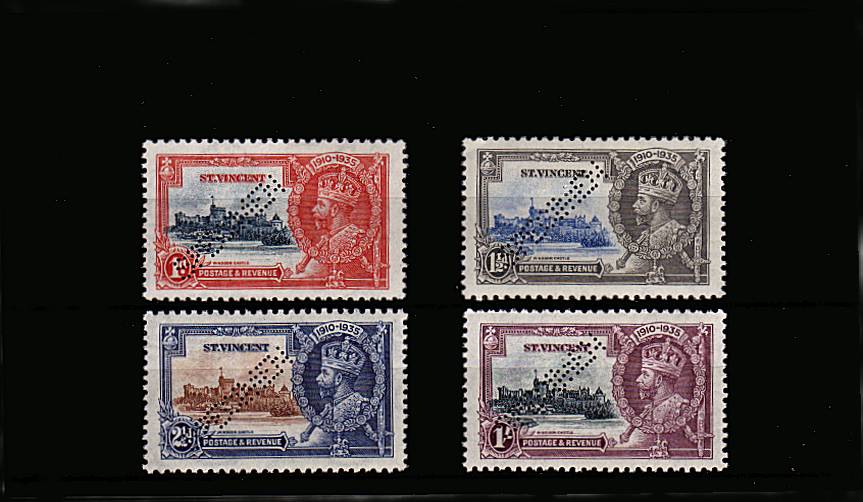 Silver Jubilee set of four lightly mounted mint perfined ''SPECIMEN''.<br/><b>SEARCH CODE: 1935JUBILEE<br/><b>QNX</b>