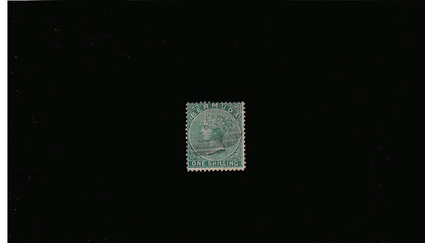 1/- Green - Watermark ''C-C'' - Perforation 14<br/>
A very fine lightly used stamp clearly<br/>showing the watermark with excellent perforations. SG Cat �<br/><b>QPX</b>