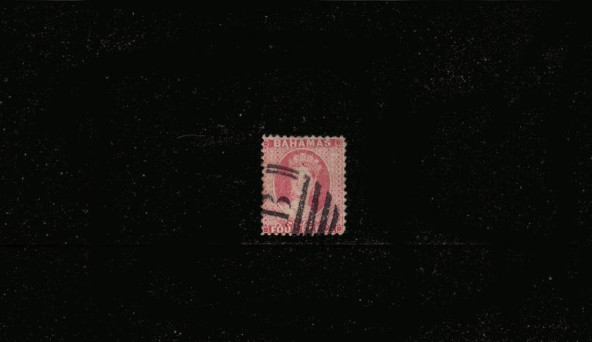 4d Rose - Watermark Crown CA - Perforation 12<br/>
A superb very fine used single with excellent centering and colour. Pretty! SG Cat 45<br/><b>QPX</b>