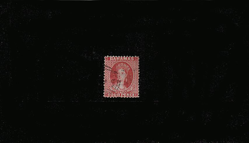 4d Dull Rose - Watermark Crown CC - Perforation 12½<br/>
A good used single with a couple of short perfs. SG Cat £60
<br/><b>QPX</b>