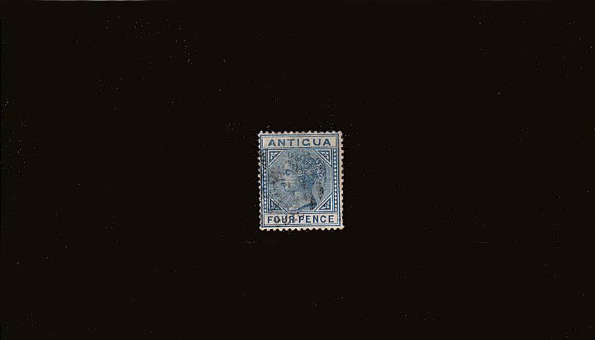 4d Blue - Watermark Crown CC<br/>
A fine used stamp with a couple of nibbled perfs at right. SG Cat �