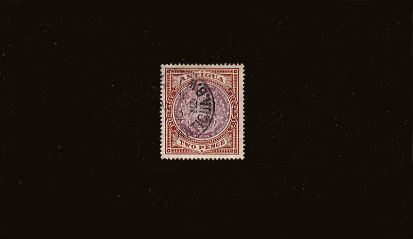 2d Dull Purple and Brown - Watermark Multiple Crown CA<br/>
A superb fine used single cancelled with part CDS cancel. SG Cat 32