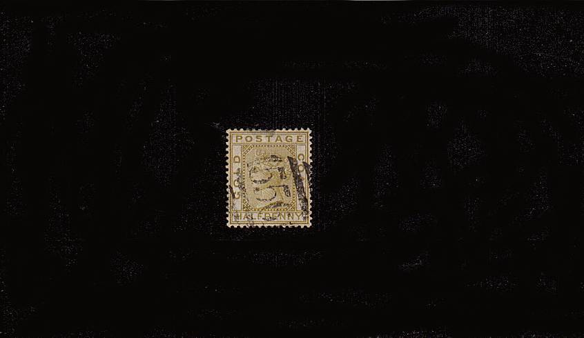 絛 Olive-Yellow - Watermark Crown CC<br/>
A good used stamp with a small fault at top. SG Cat 45