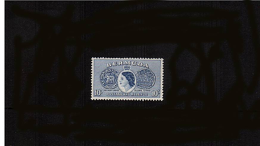 10/- Deep Untramarine definitive<br/>
A superb unmounted mint single<br/><b>QQH</b>