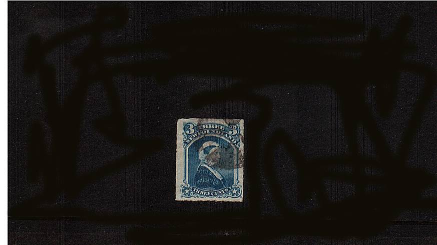 3c Blue - Rouletted<br/>
A good fine used single. SG Car 6

<br/><b>QQQ</b>