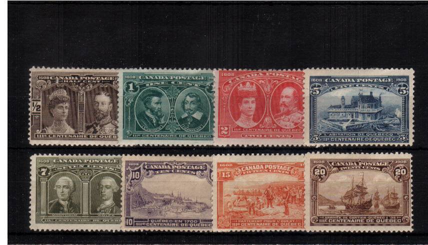 Quebec Tercentenary<br/>
An above average bright and fresh mounted mint set of eight. <br/>SG Cat 550<br/><b>QQQ</b>