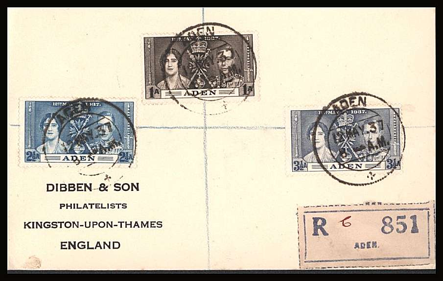 The Coronation set of three on a DIBBEN printed address small neat registered First Day Cover