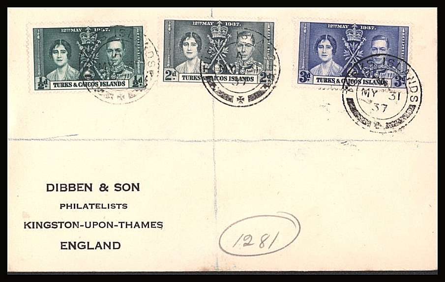 The Coronation set of three on a DIBBEN printed address small neat registered Cover